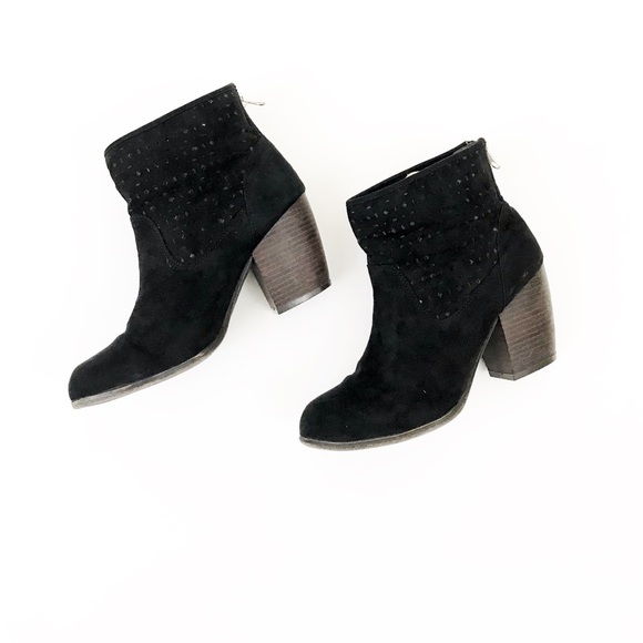 Qupid Shoes - 🌿QUPID Black Perforated Suede Ankle Booties-